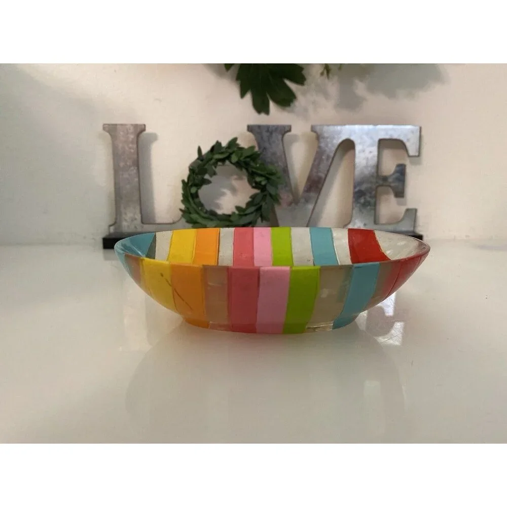 Vintage 1970s Retro Acrylic Rainbow Bathroom Accessory Set Tumbler Soap Dish GUC